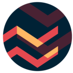 Dark circle with orange and yellow lines