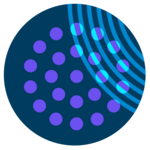 Blue circle with purple dots and light blue lines