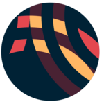 Dark circle with orange, brown and yellow lines